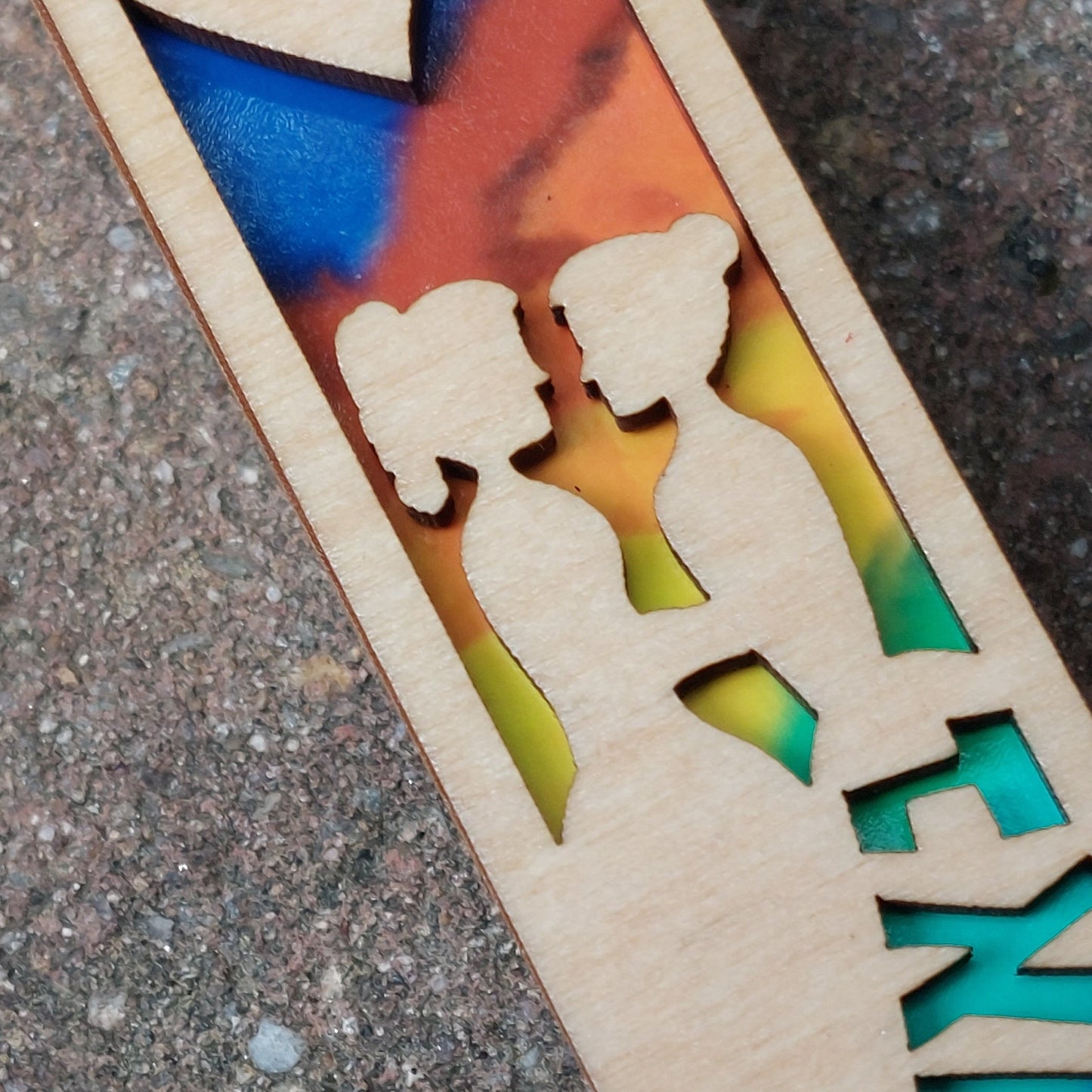 Wedding Couple Laser Cut Mezuzah - 1 inch - Wood Cutout // Anniversary // Wedding Present