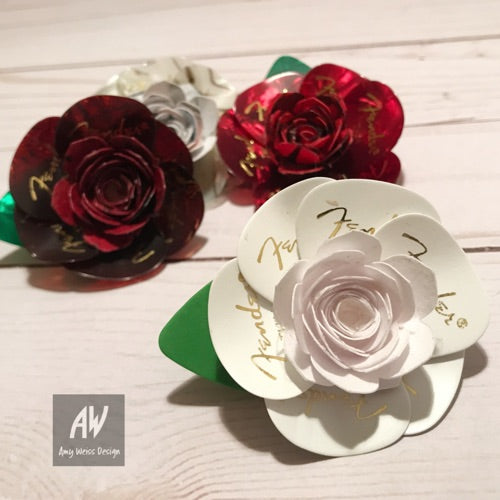 Guitar pick boutonniere - white