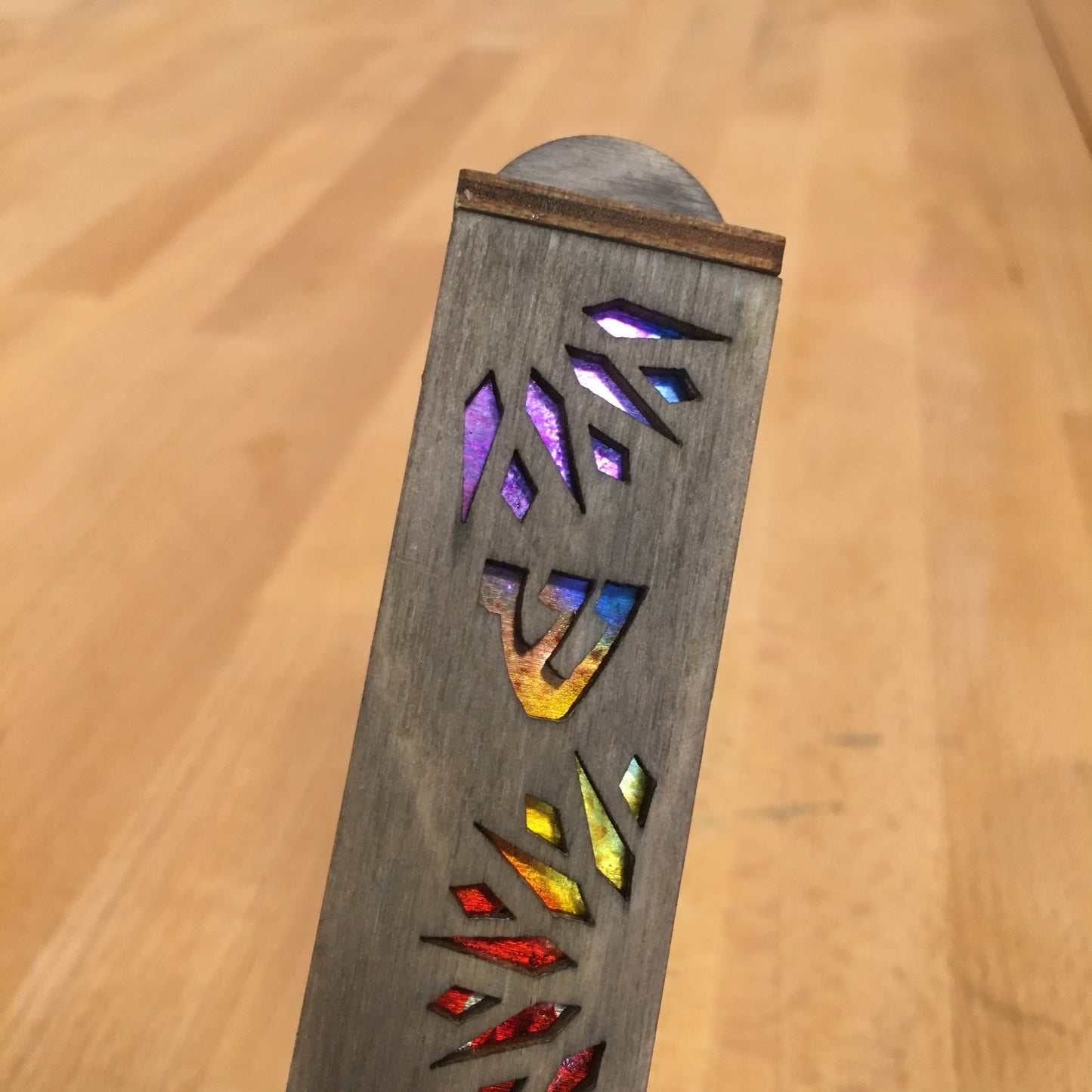 Gray Wooden Fireworks Mezuzah - 1 inch // Birthday Gift // Wedding Present