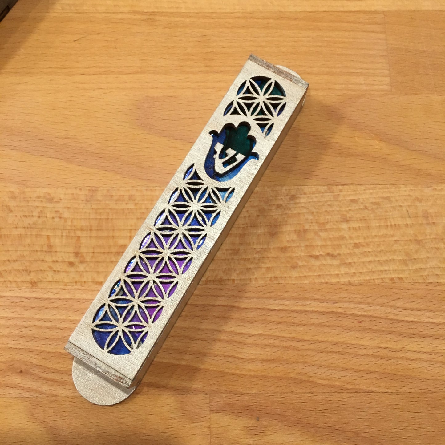 Silver Painted Wooden Hamsa Mezuzah - 1 inch // Housewarming // Jewish Wedding Gift