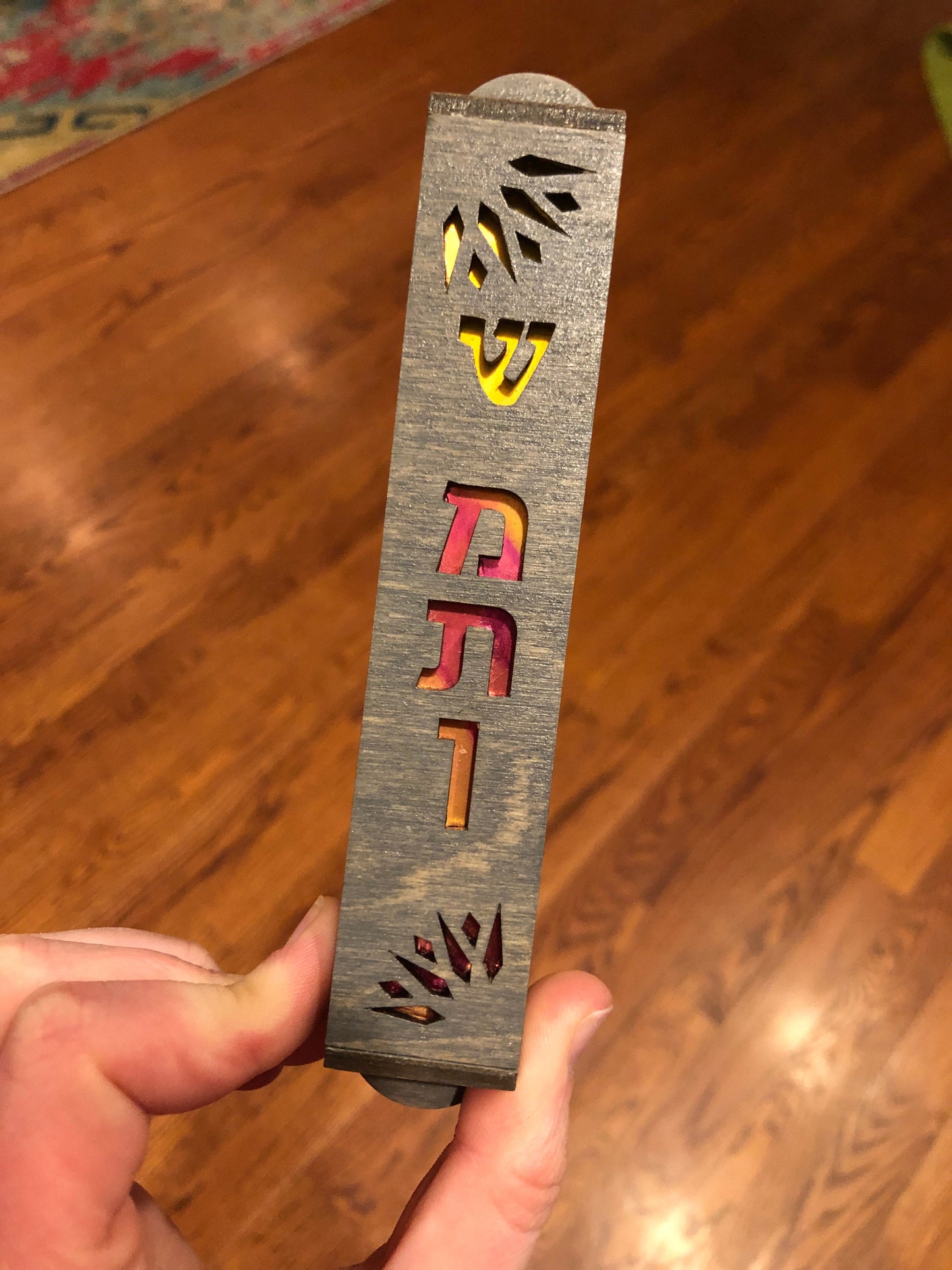 Personalized Rainbow Fireworks Mezuzah - 1 inch // Birthday Gift // Baby Gift