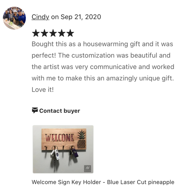 5 star review: Bought this as a housewarming gift and it was perfect! The customization was beautiful and the artist was very communicative and worked with me to make this an amazingly unique gift. Love it!