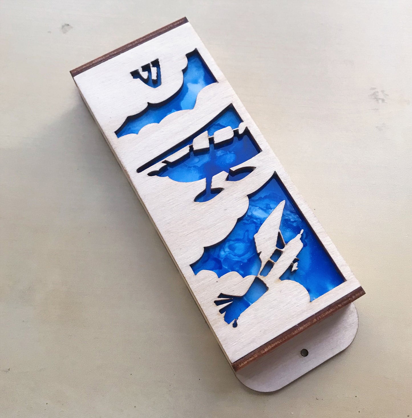 Wooden Laser Cut Airplane Mezuzah - 2" Wide