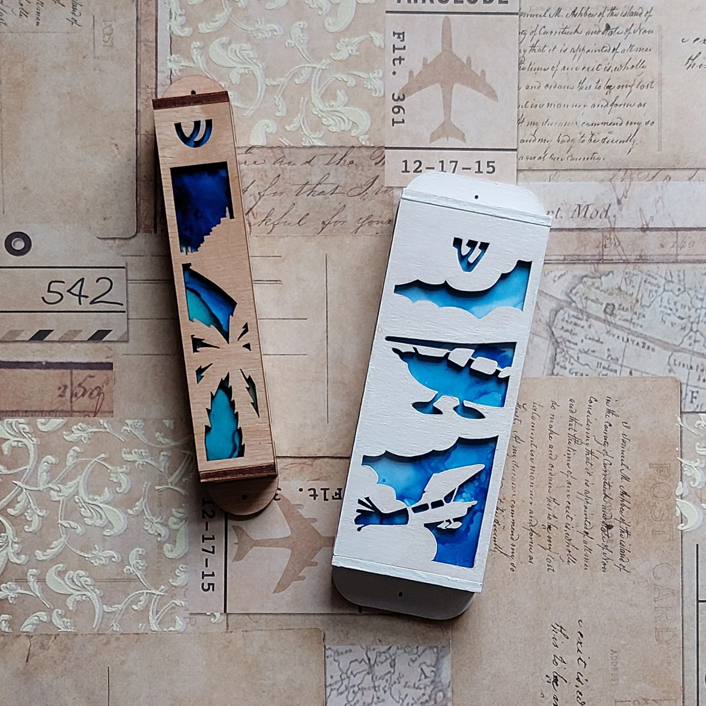 Wooden Laser Cut Airplane Mezuzah - 2" Wide