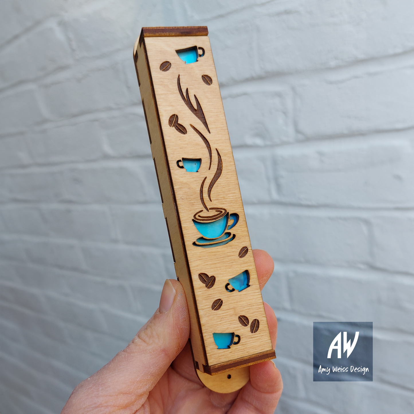 Coffee lover Mezuzah 6" - Laser Cut Wood