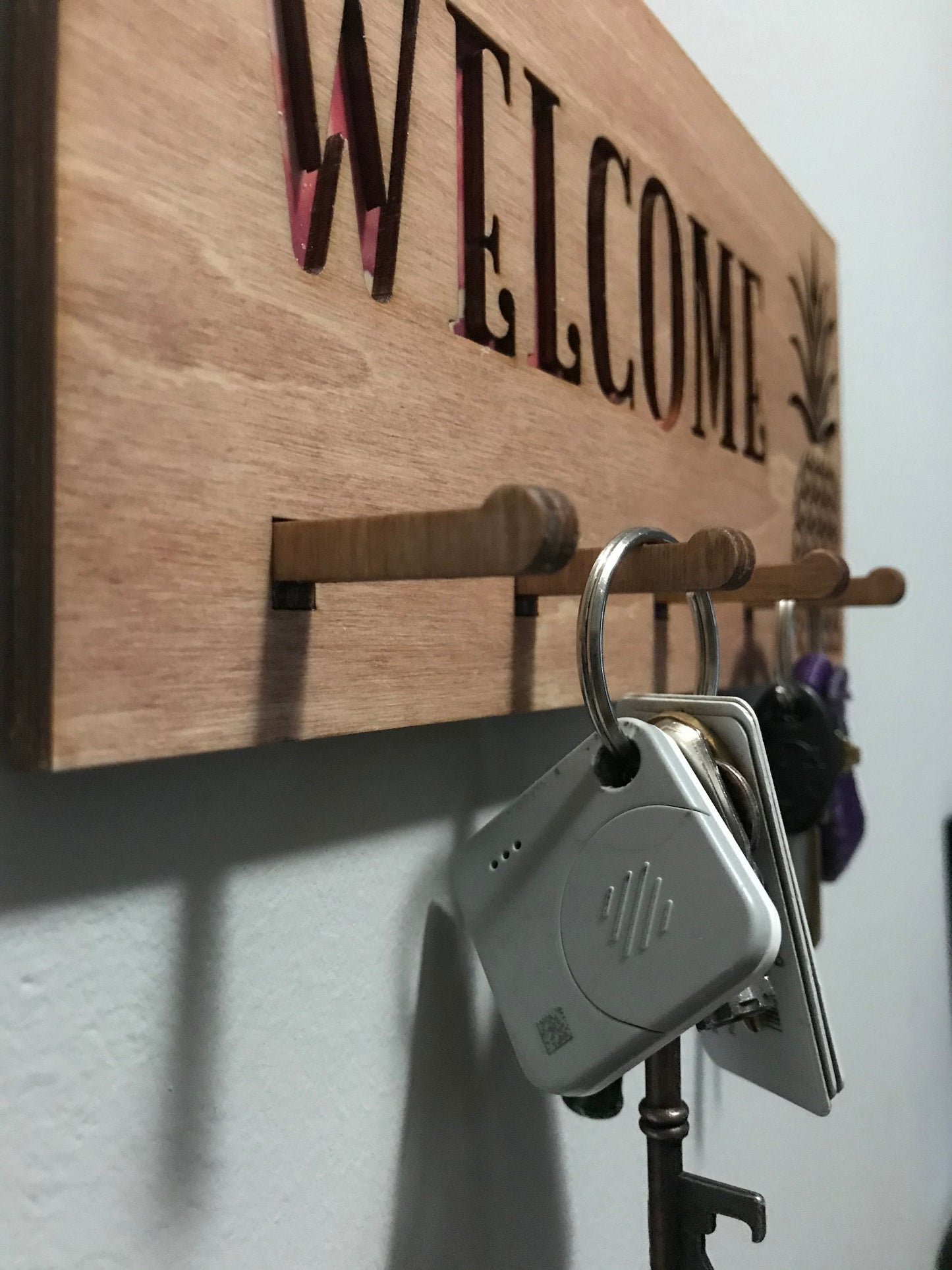 Aloha Sign Key Holder - Black Cherry Laser Cut pineapple