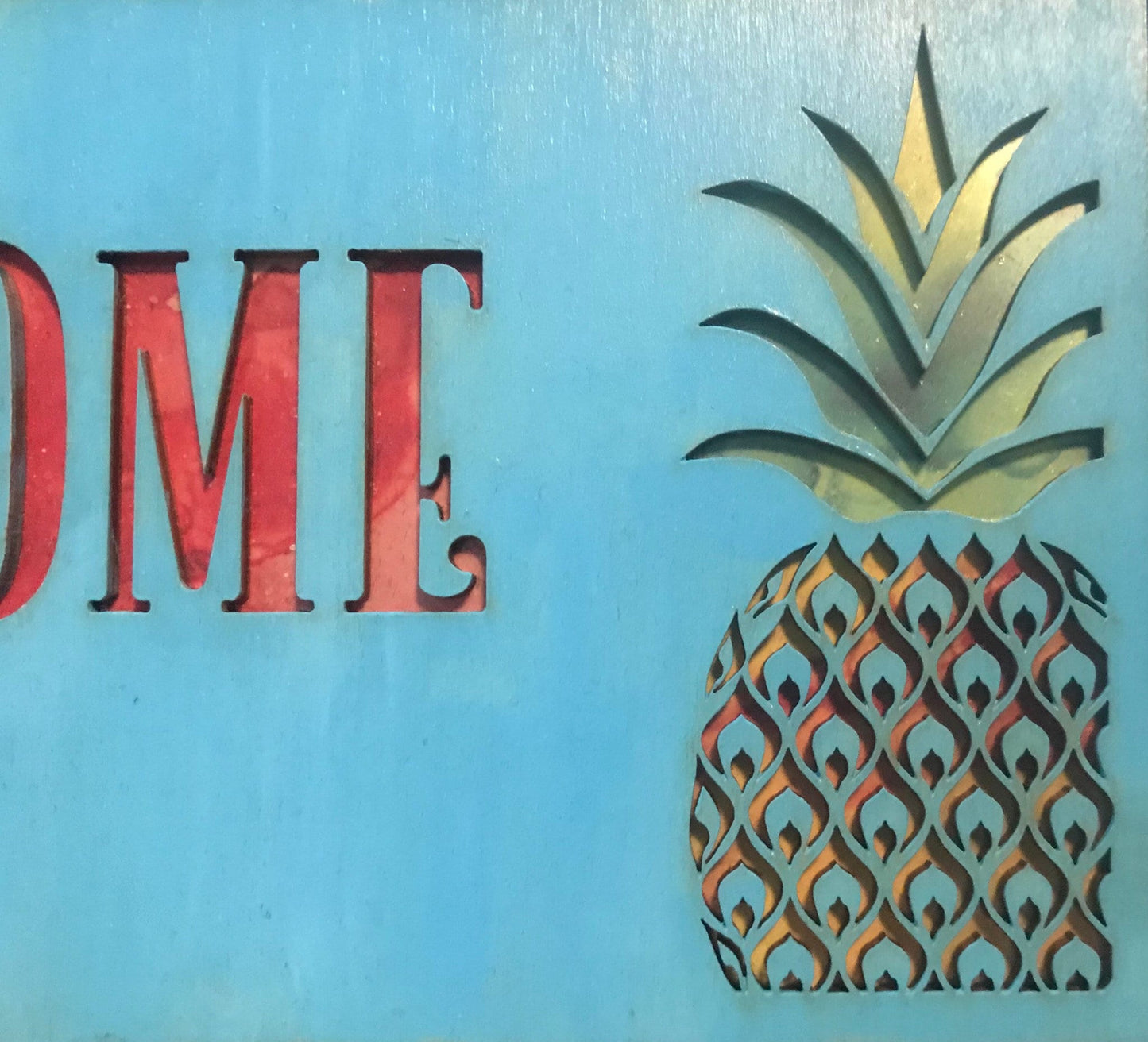 Aloha Sign Key Holder - Black Cherry Laser Cut pineapple