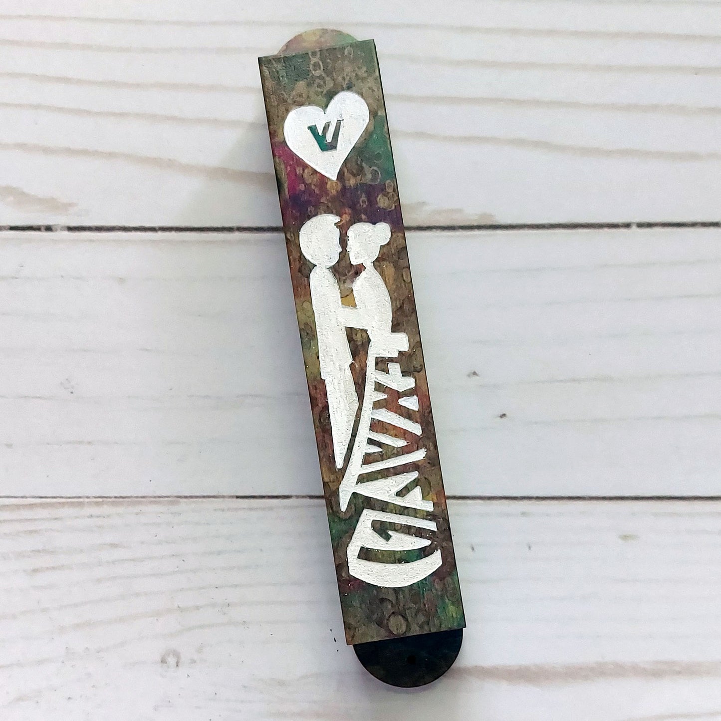 Wedding Couple Laser Cut Mezuzah - 1 inch - Pattterned // Anniversary // Wedding Present