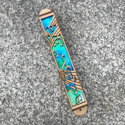 Musical Notes Mezuzah 6" - Wedding Gift // Bat Mitzvah // Musician // Singer