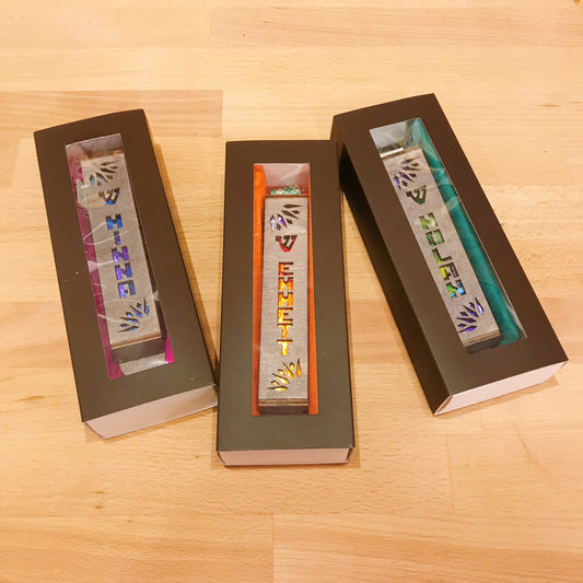 Personalized Rainbow Fireworks Mezuzah - 1 inch // Birthday Gift // Baby Gift
