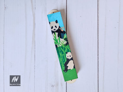 Colored Wooden Panda Mezuzah - 1 inch // Birthday Gift // Baby Shower