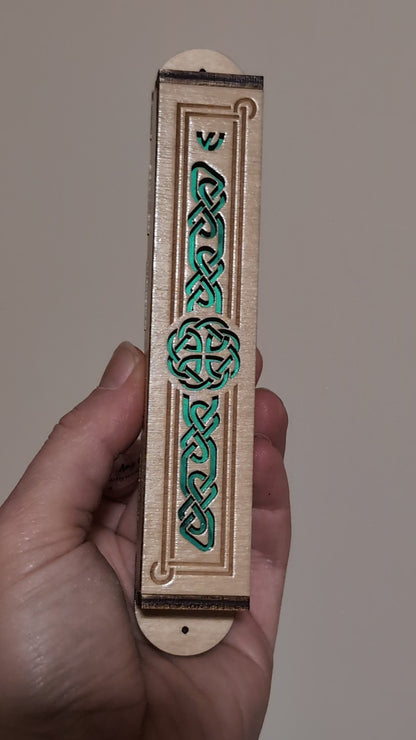 Wood Celtic Knot Mezuzah 6" - Wedding Gift // Bat Mitzvah