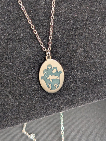 Sea turtle hamsa necklace
